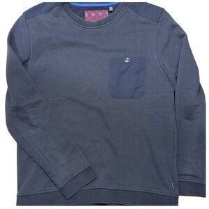 Ted Baker Sweatshirt Men Size 4 Navy Blue Singer Crewneck Pocket Pullover Ribbed